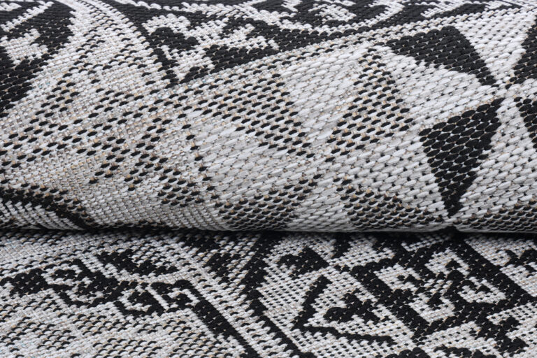 Alfombra Melissa Redonda Gris Negro Mosaico Indoor Outdoor