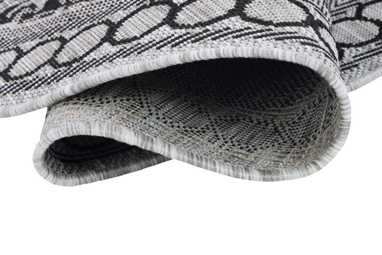 Alfombra Melissa Redonda Gris Negro Mosaico Indoor Outdoor