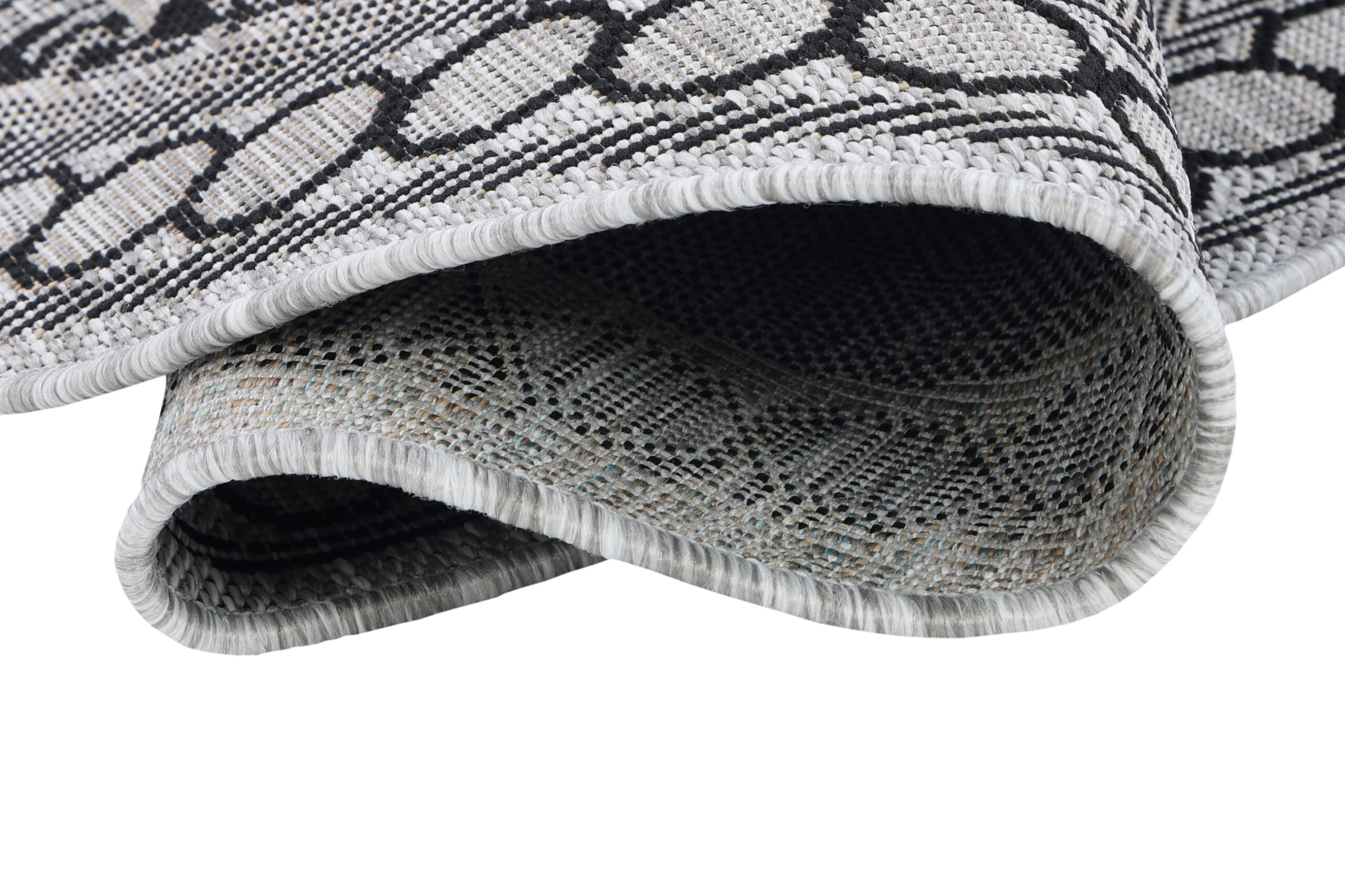 Alfombra Melissa Redonda Gris Negro Mosaico Indoor Outdoor