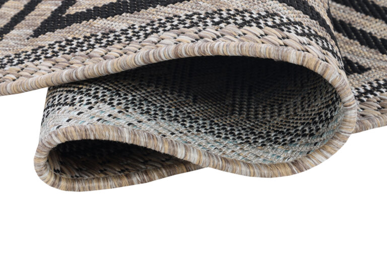 Alfombra Melissa Redonda Marrón Negro ZigZag Indoor Outdoor