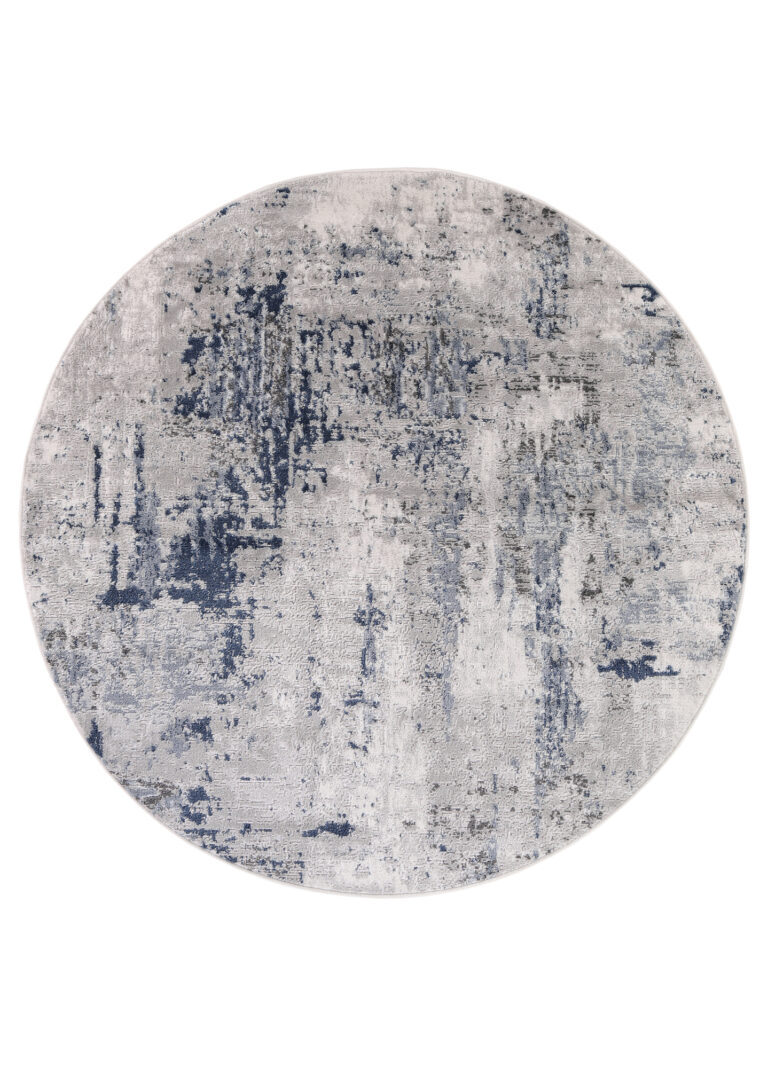 Alfombra Sky Redonda Gris Azul Abstracto Moteado
