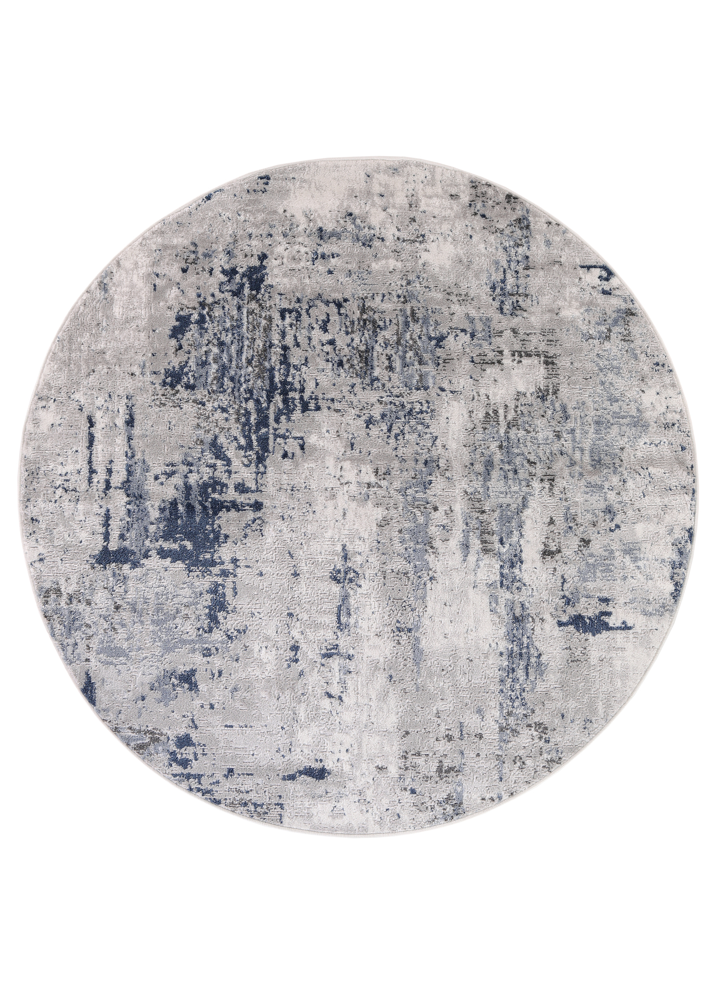 Alfombra Sky Redonda Gris Azul Abstracto Moteado