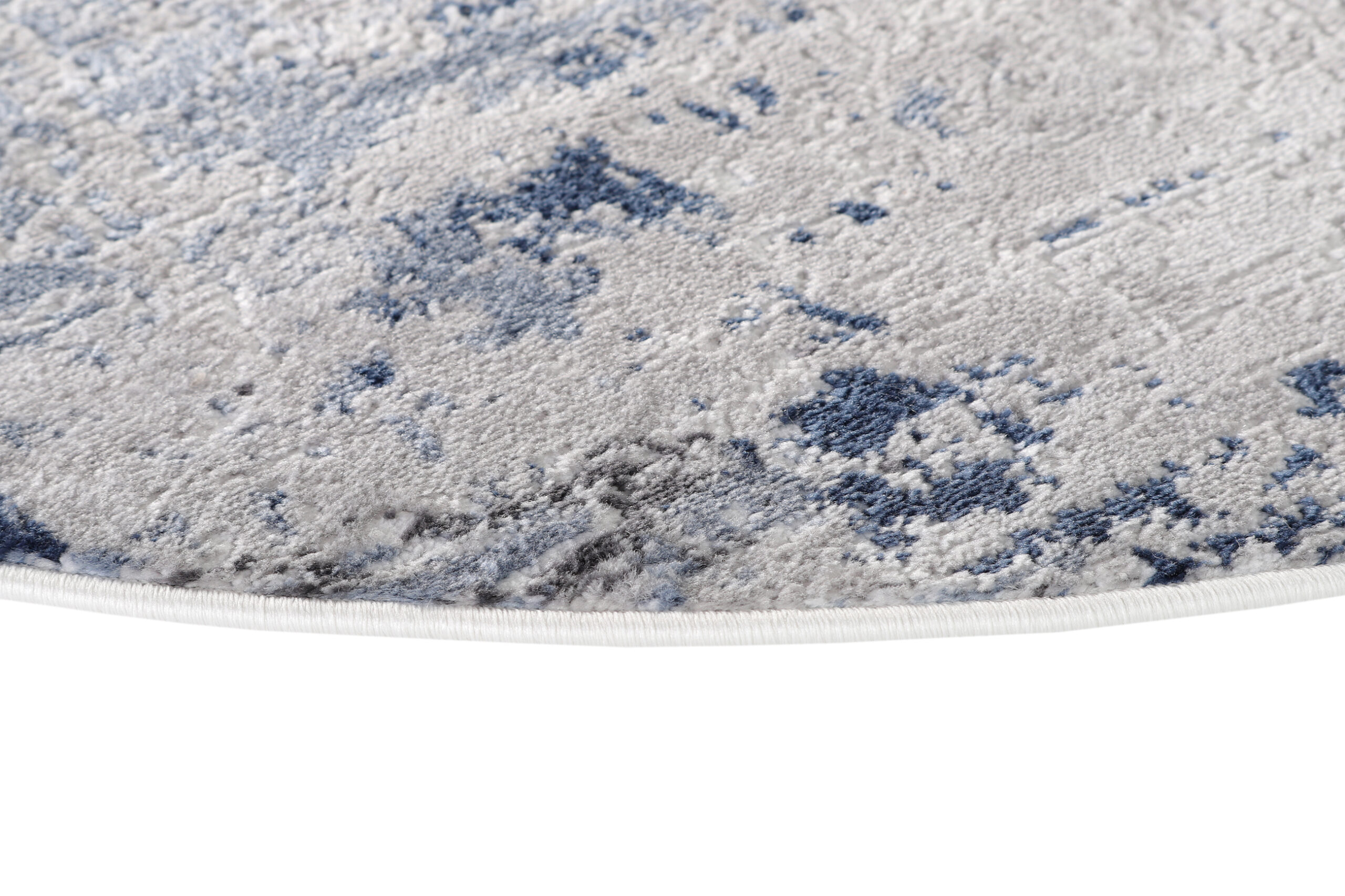 Alfombra Sky Redonda Gris Azul Abstracto Moteado