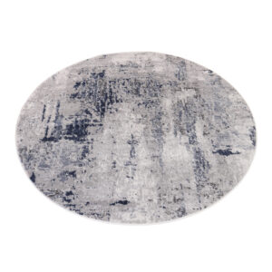 Alfombra Sky Redonda Gris Azul Abstracto Moteado