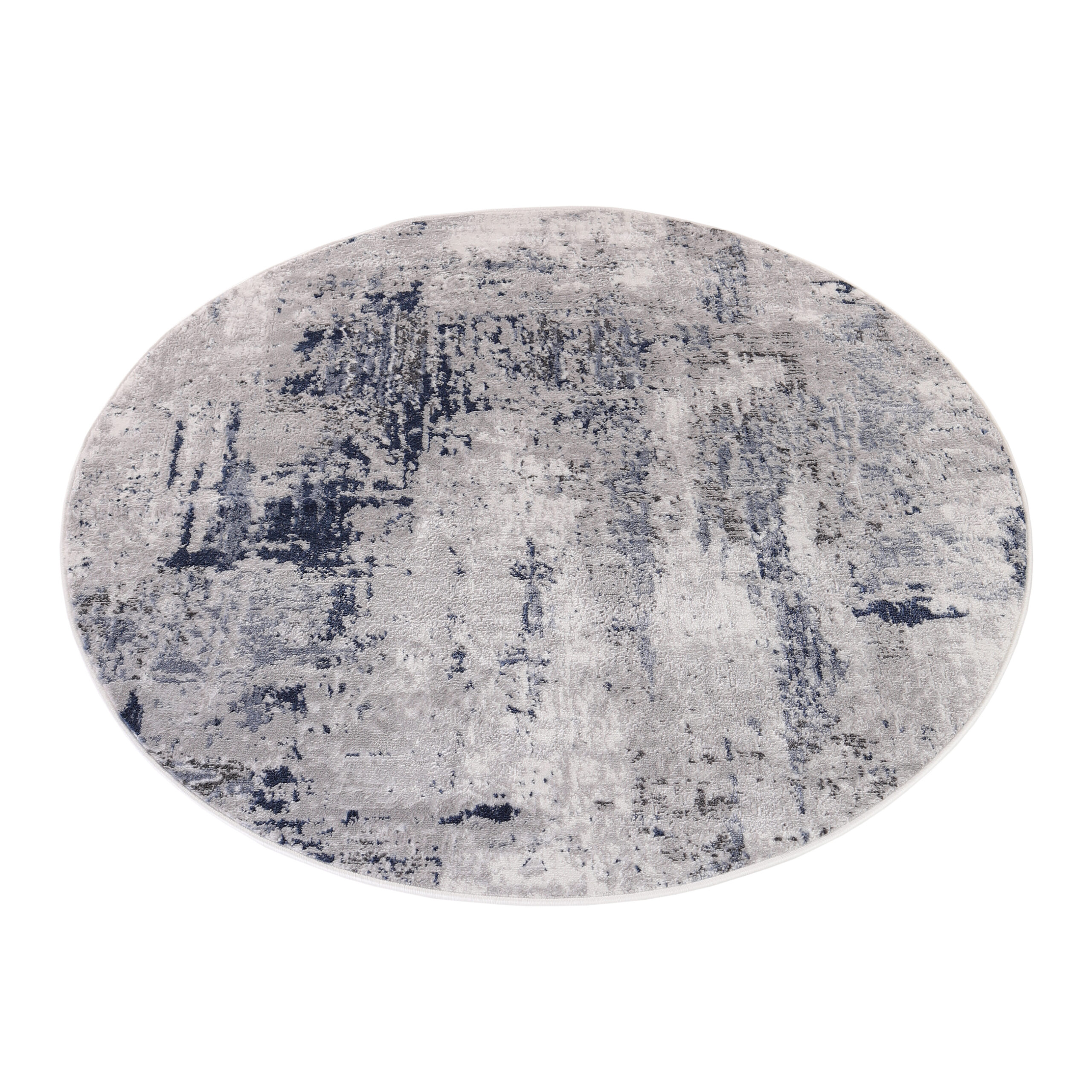 Alfombra Sky Redonda Gris Azul Abstracto Moteado