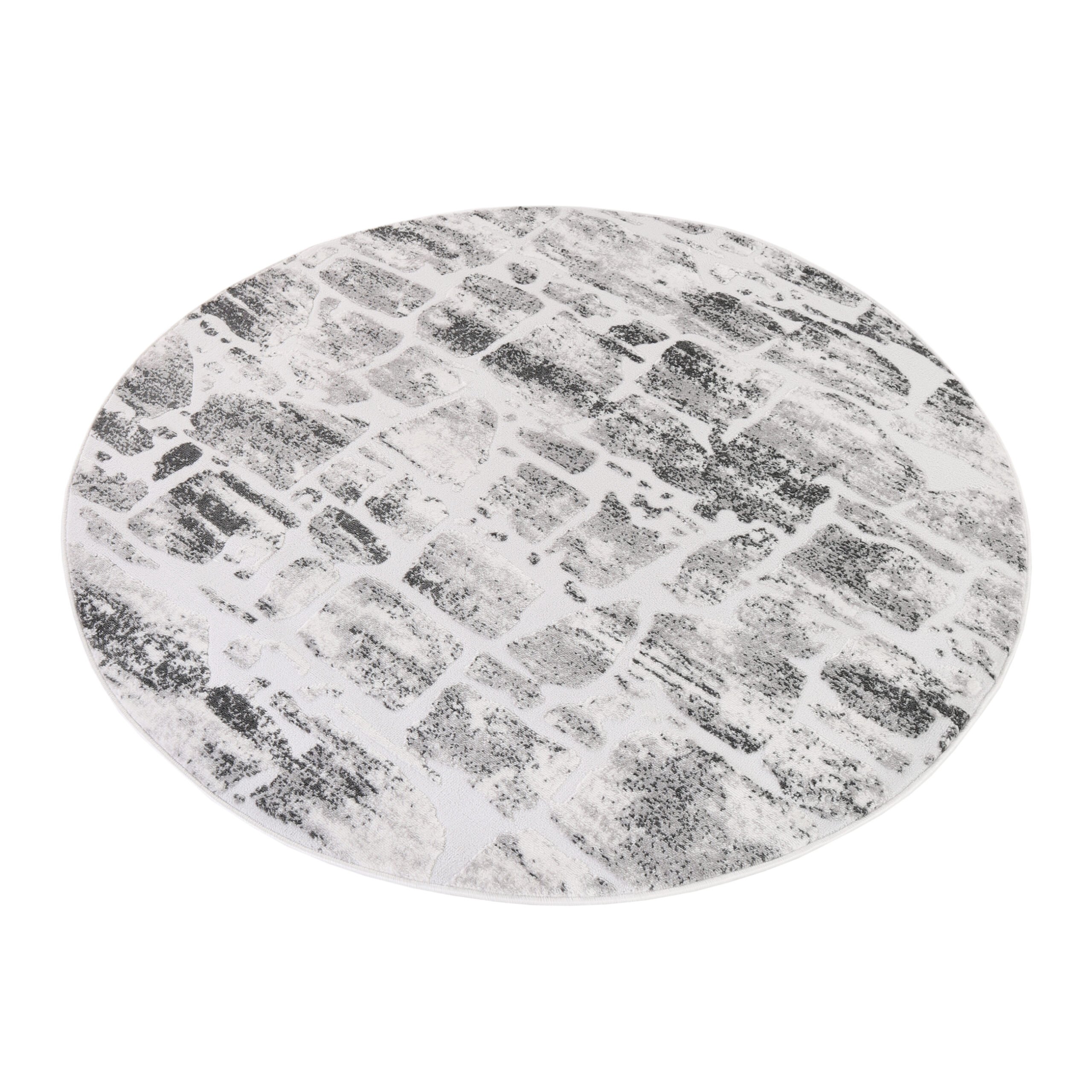 Alfombra Sky Redonda Gris Beige Abstracto Moteado