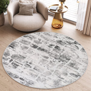 Alfombra Sky Redonda Gris Beige Abstracto Moteado