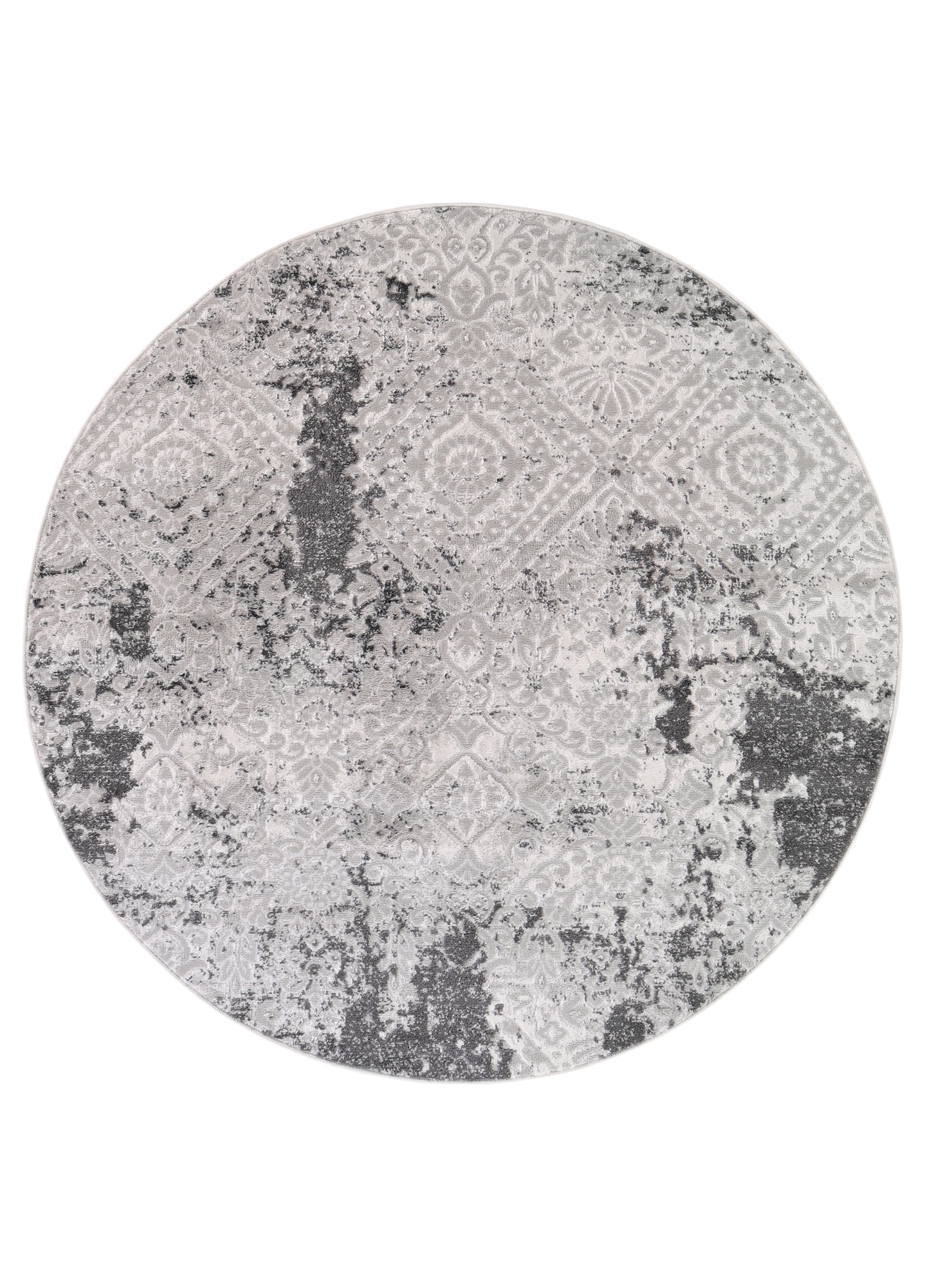 Alfombra Sky Redonda Gris Crema Vintage Ornamental