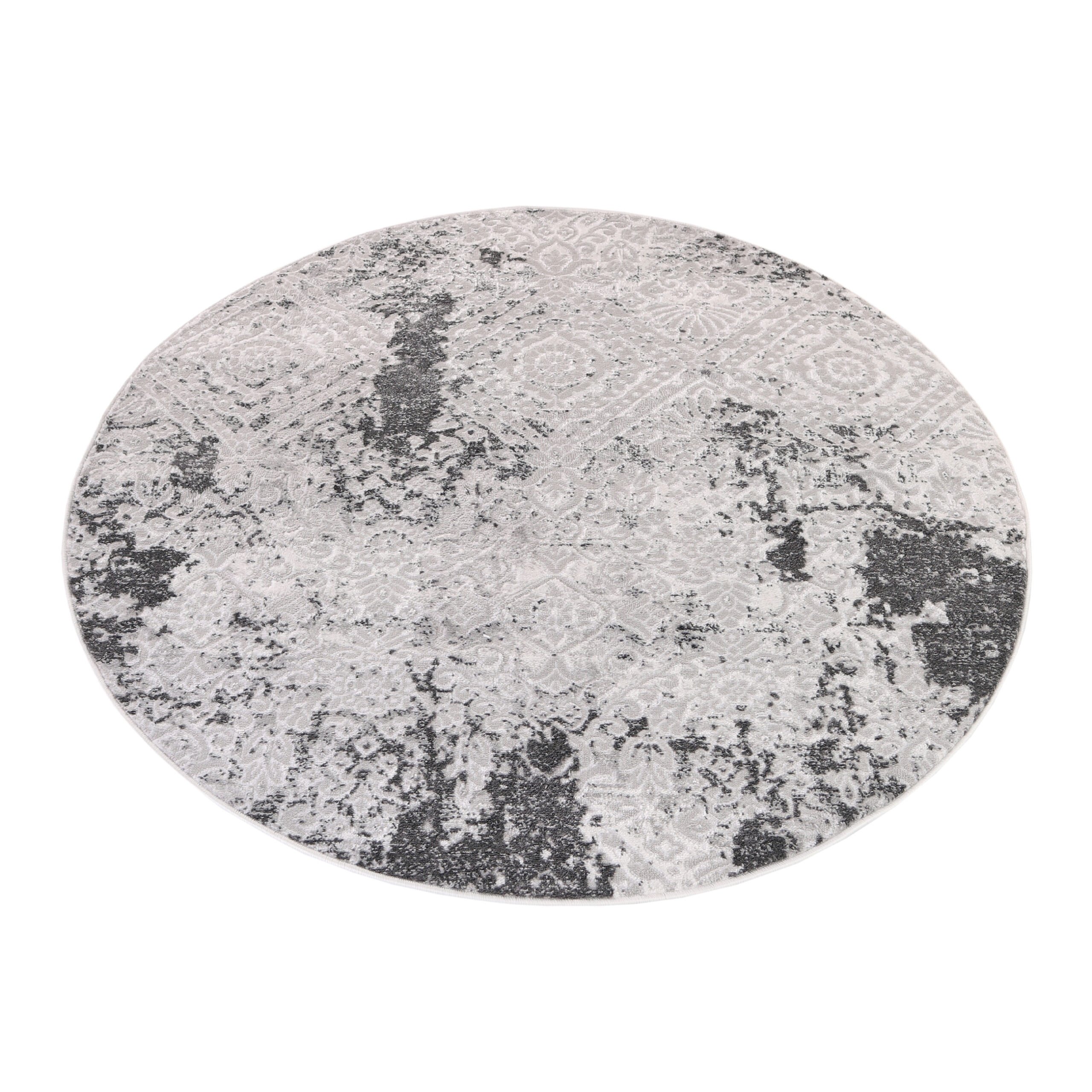 Alfombra Sky Redonda Gris Crema Vintage Ornamental