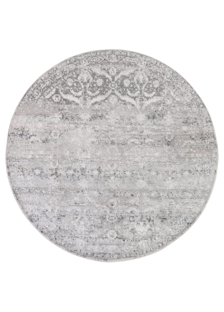Alfombra Sky Redonda Gris Vintage Floral Moteado