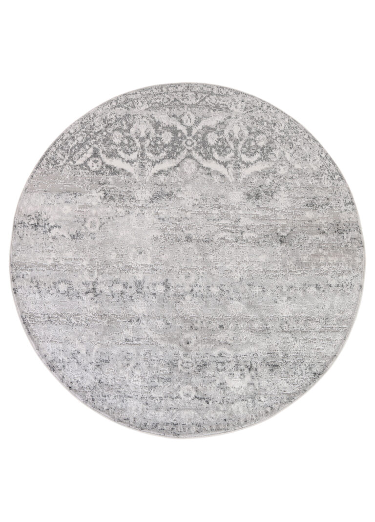 Alfombra Sky Redonda Gris Vintage Floral Moteado