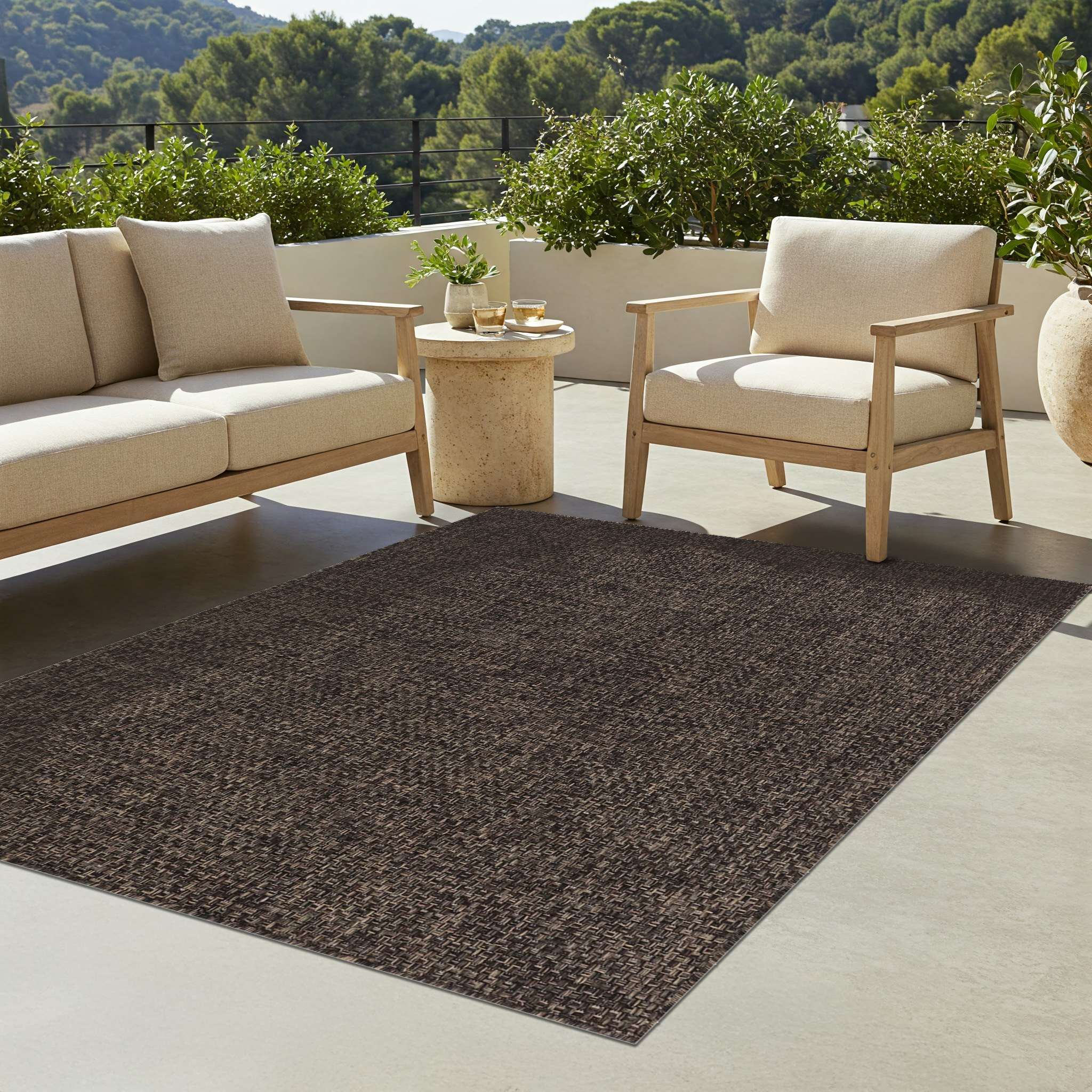 Alfombra Exterior Verano Marrón Oscuro