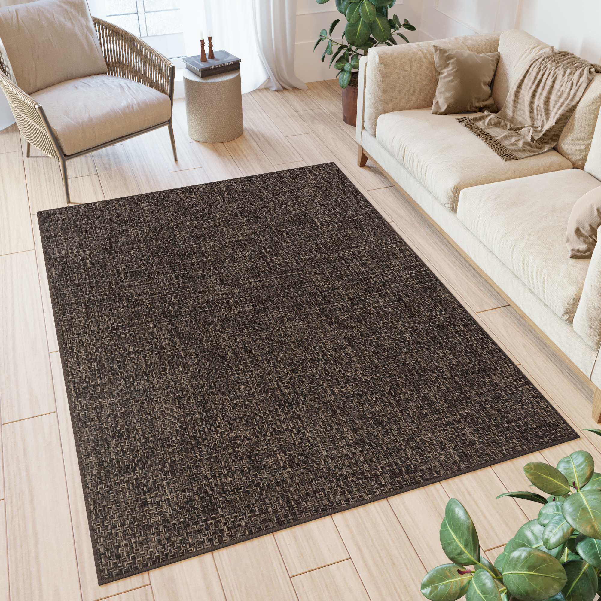 Alfombra Exterior Verano Marrón Oscuro