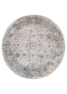 Alfombra Valley Redonda Gris Beige Ornamental Borde