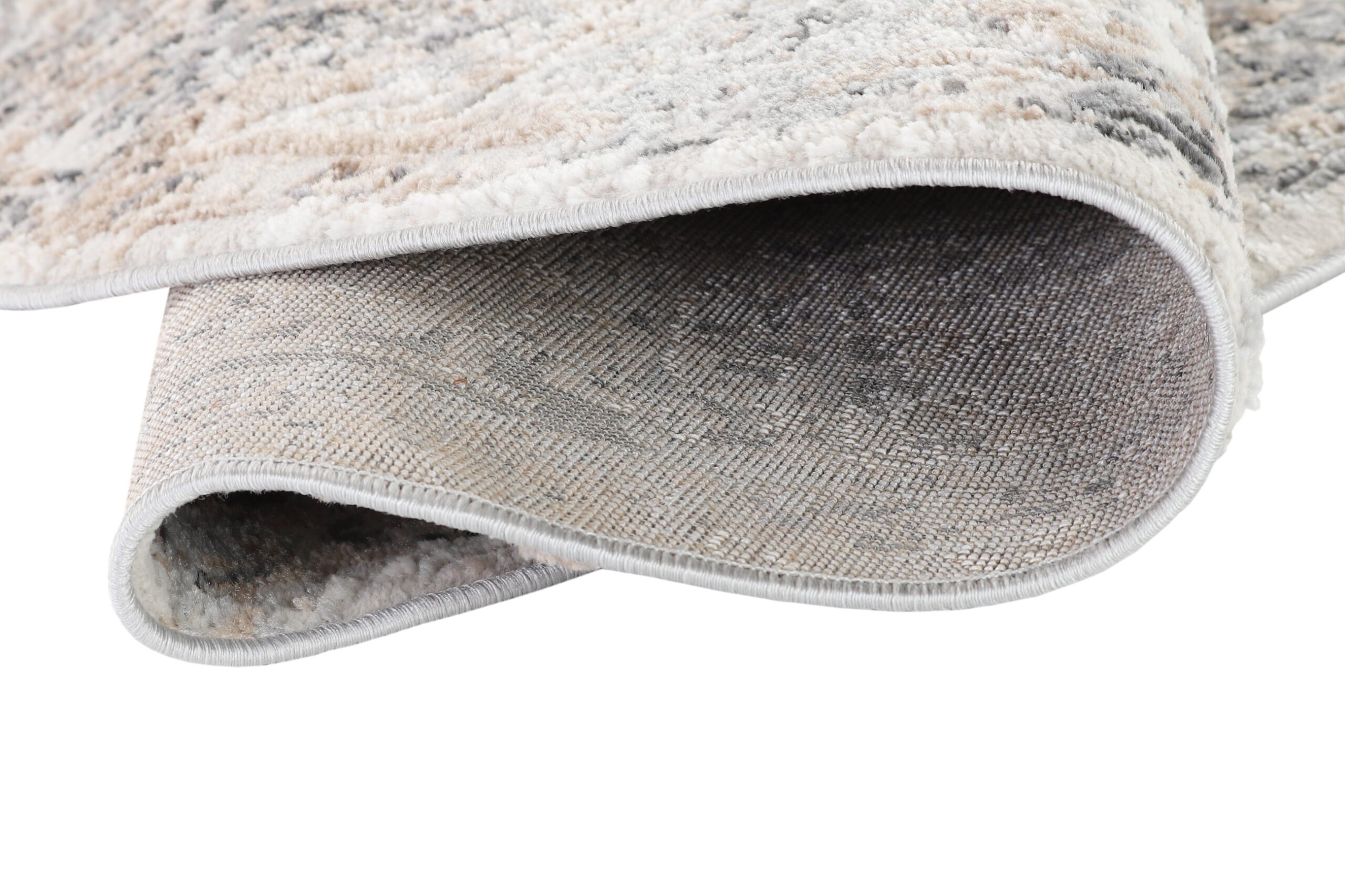 Alfombra Valley Redonda Gris Beige Ornamental Borde