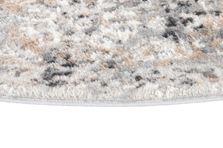 Alfombra Valley Redonda Gris Beige Ornamental Borde