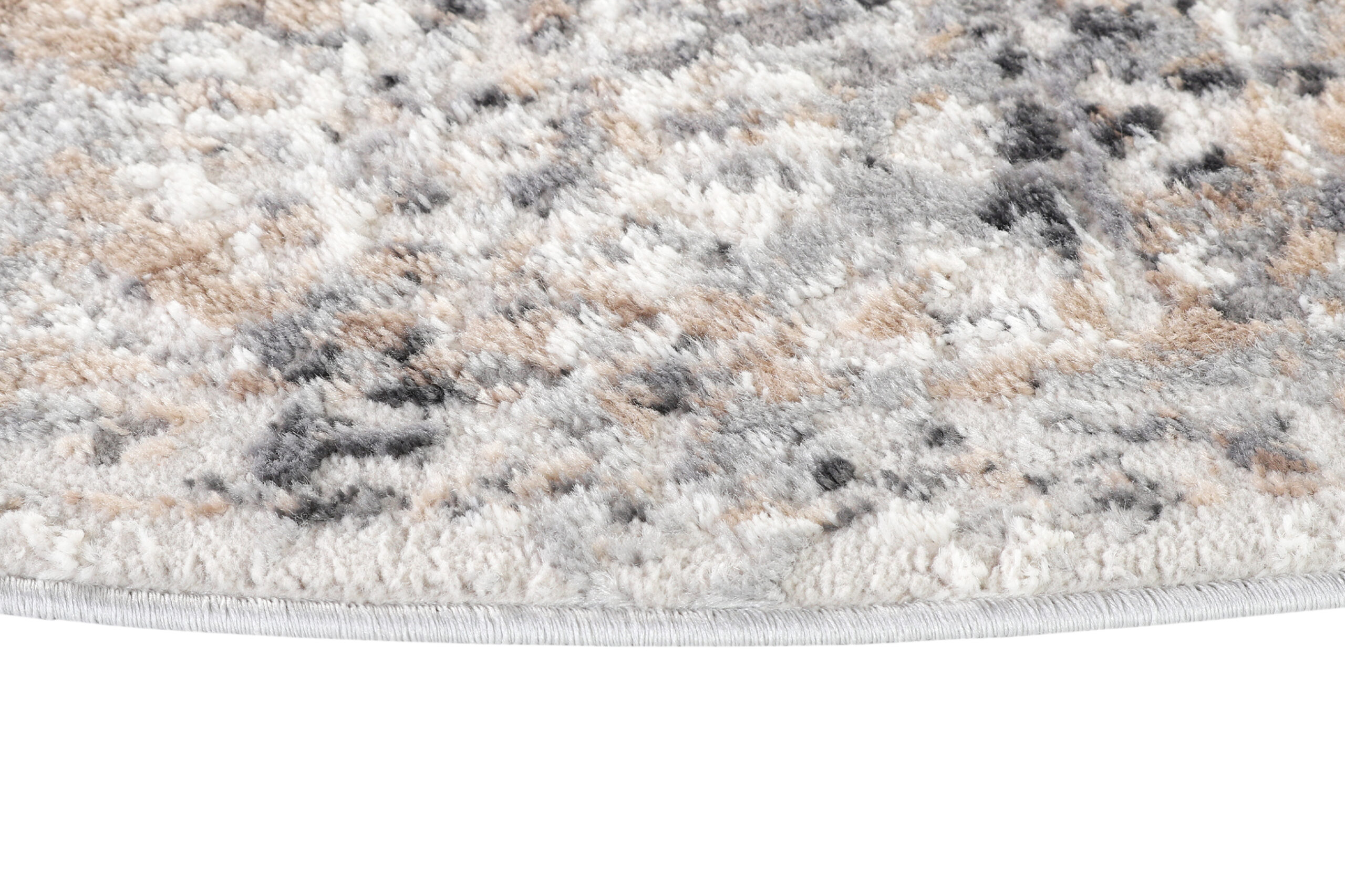 Alfombra Valley Redonda Gris Beige Ornamental Borde