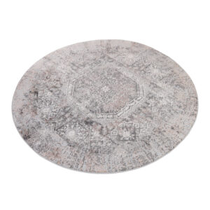 Alfombra Valley Redonda Gris Beige Vintage Ornamental