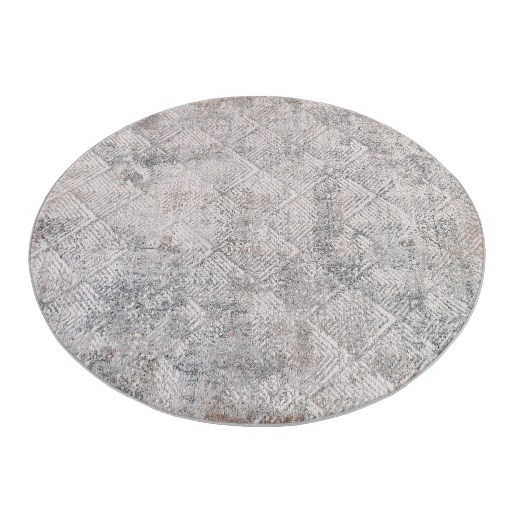 Alfombra Valley Redonda Gris Beige Geométrico Cuadrado
