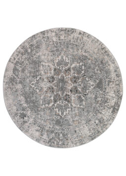Alfombra Valley Redonda Gris Oscuro Floral Rozetón