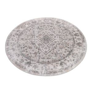 Alfombra Valley Redonda Gris Oscuro Vintage Borde