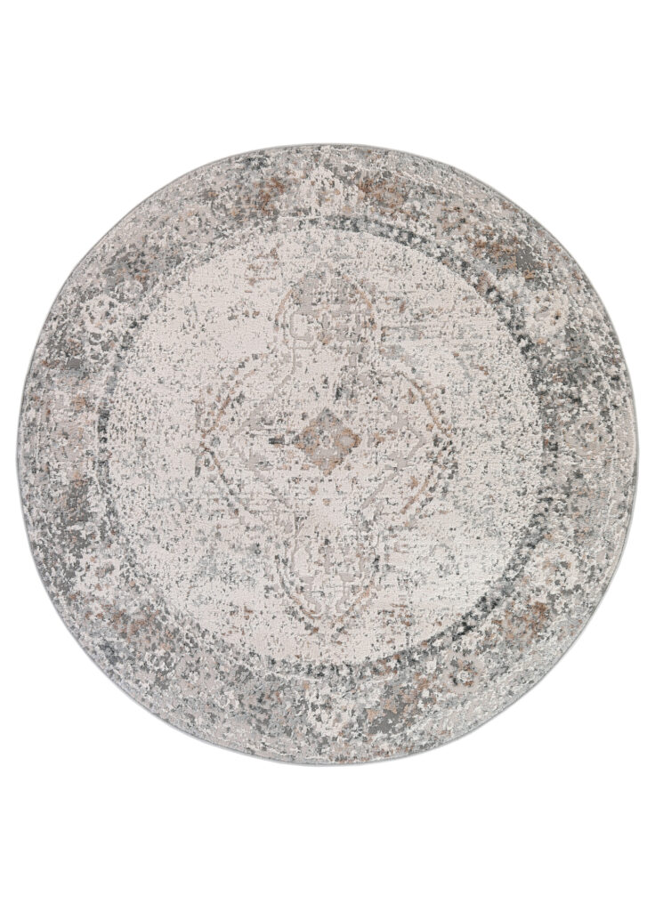 Alfombra Valley Redonda Gris Ornamental Vintage