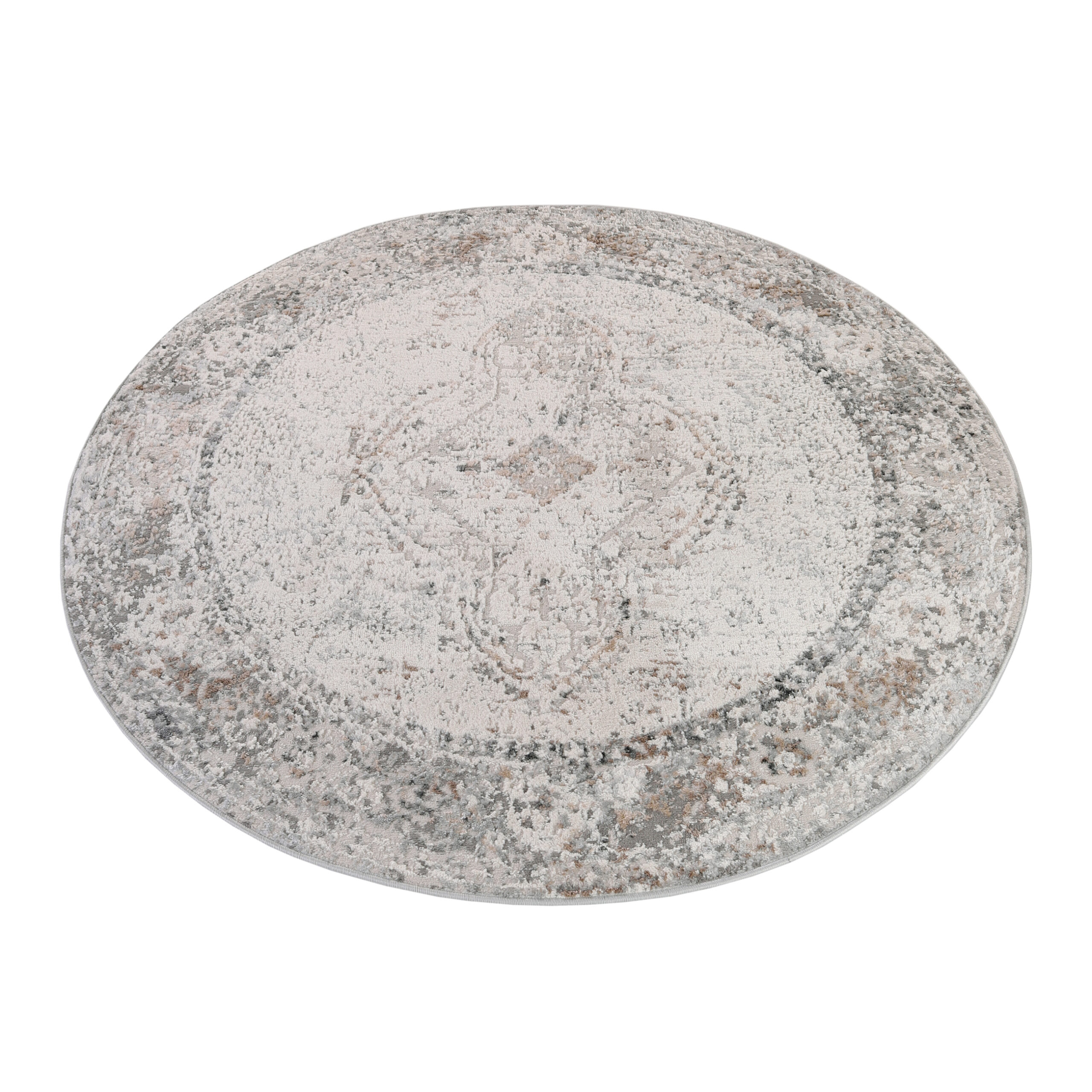 Alfombra Valley Redonda Gris Ornamental Vintage