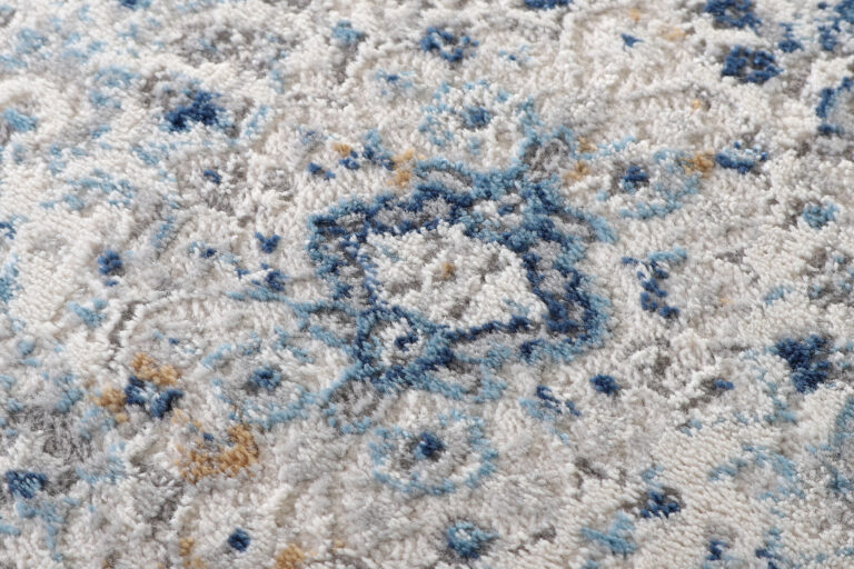 Alfombra Valley Redonda Gris Azul Ornamental Vintage