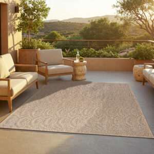 Alfombra de Exterior Yucana Beige Rayas