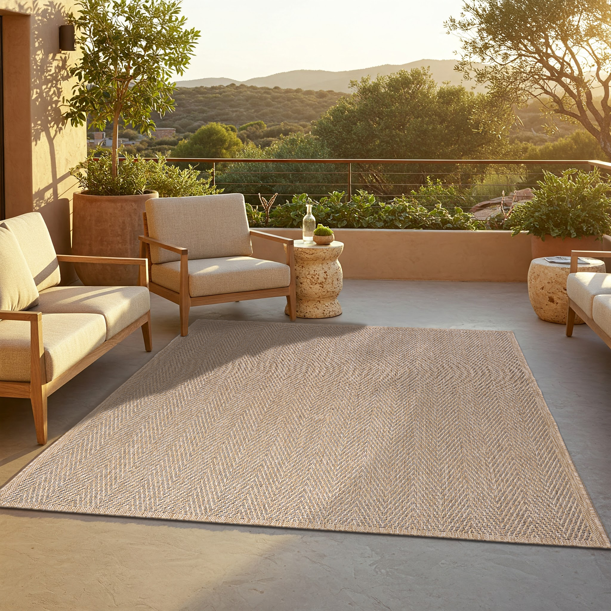 Alfombra de Exterior Yucana Beige Rayas