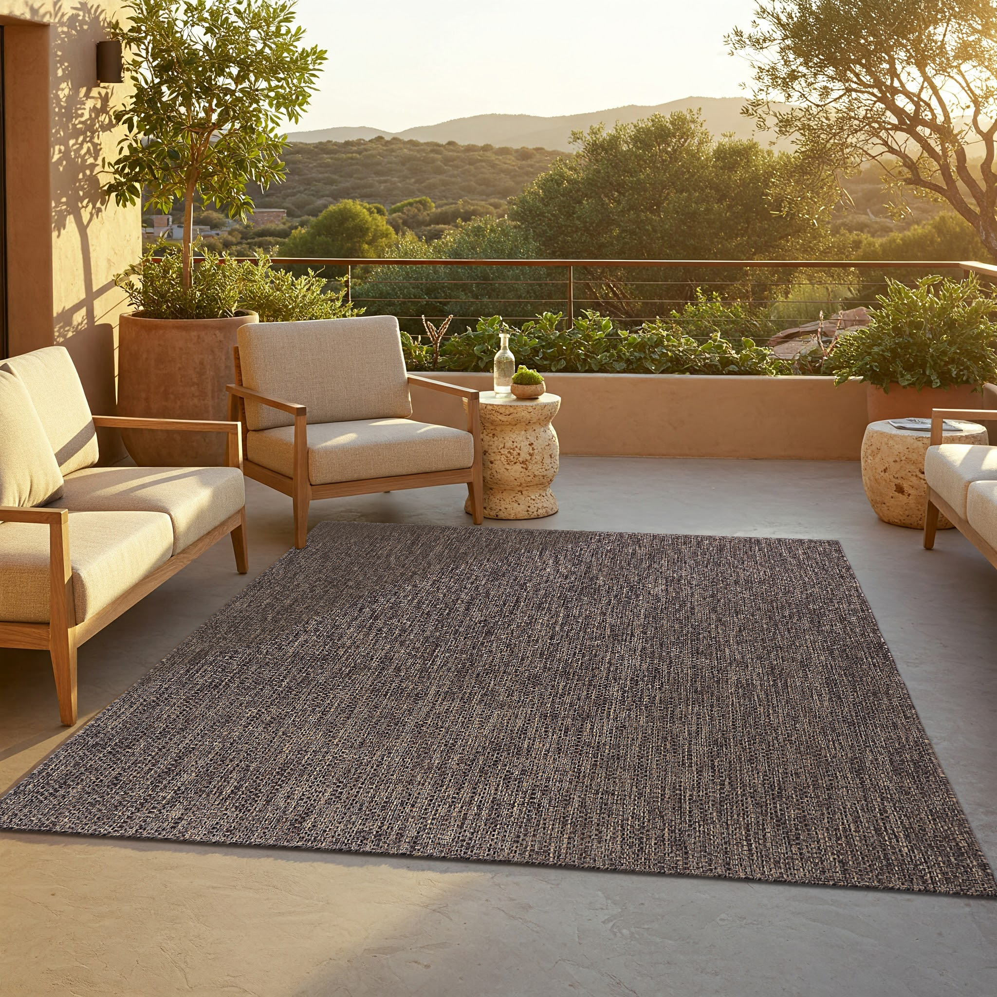 Alfombra de Exterior Yucana Marrón Oscuro