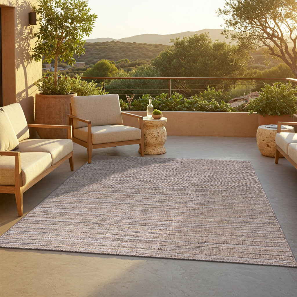 Alfombra de Exterior Yucana Beige Gris Rayas