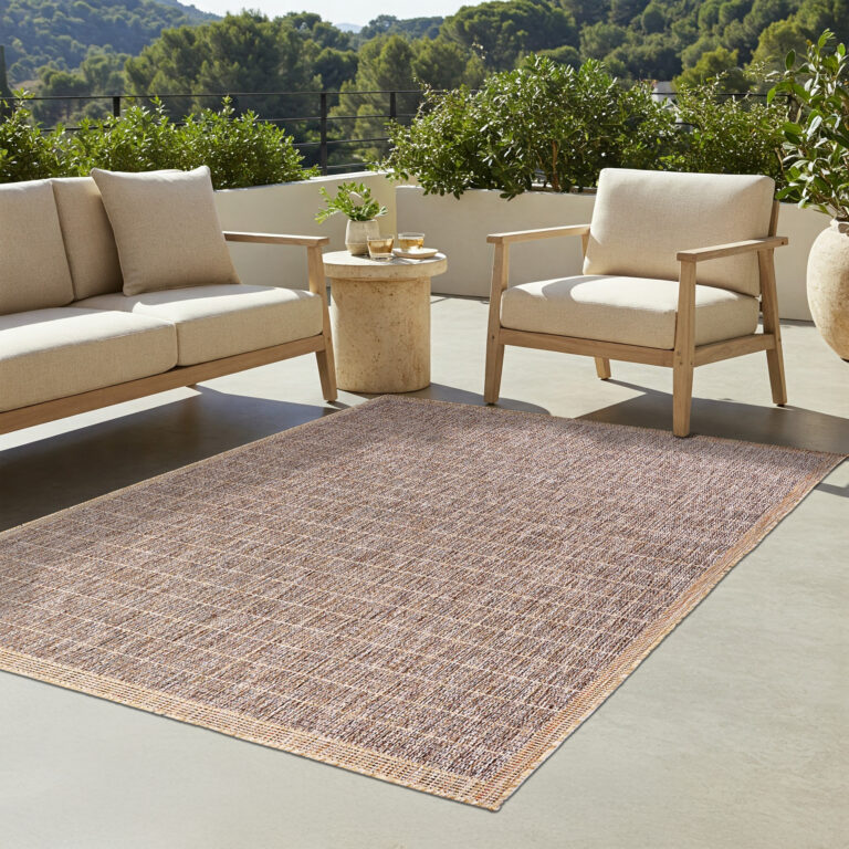 Alfombra de Exterior Yucana Marrón Beige Marco