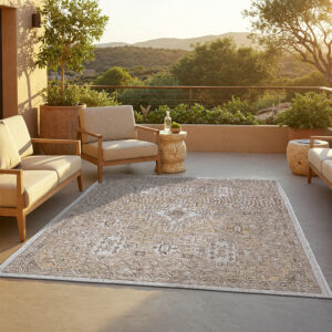 Alfombra de Exterior Yucana Marrón Gris Vintage