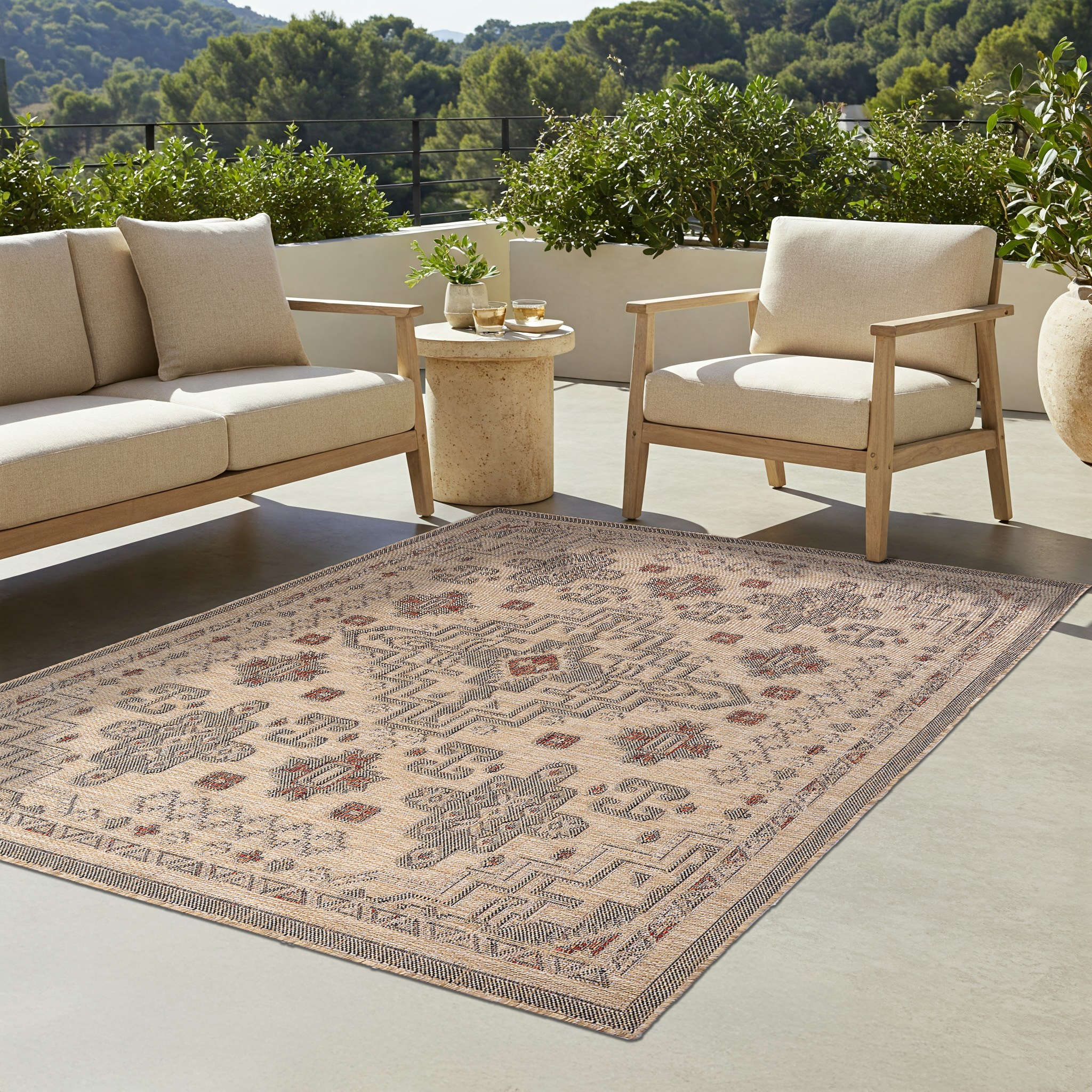 Alfombra de Exterior Yucana Beige Vintage