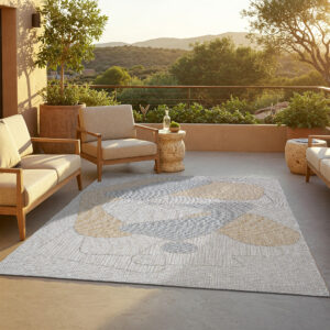 Alfombra de Exterior Yucana Gris Abstracto