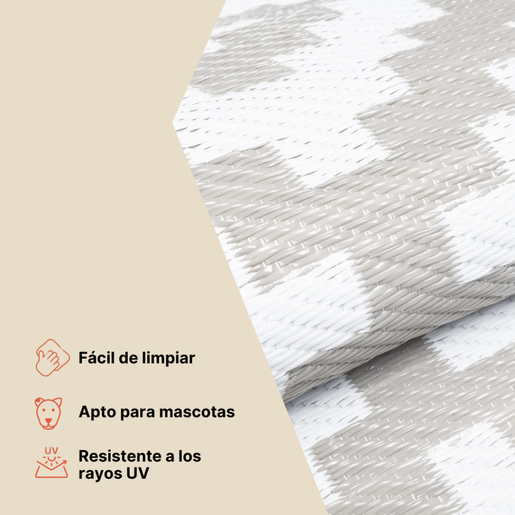 Alfombra Ibiza Exterior Reversible Impermeable Beige Blanco
