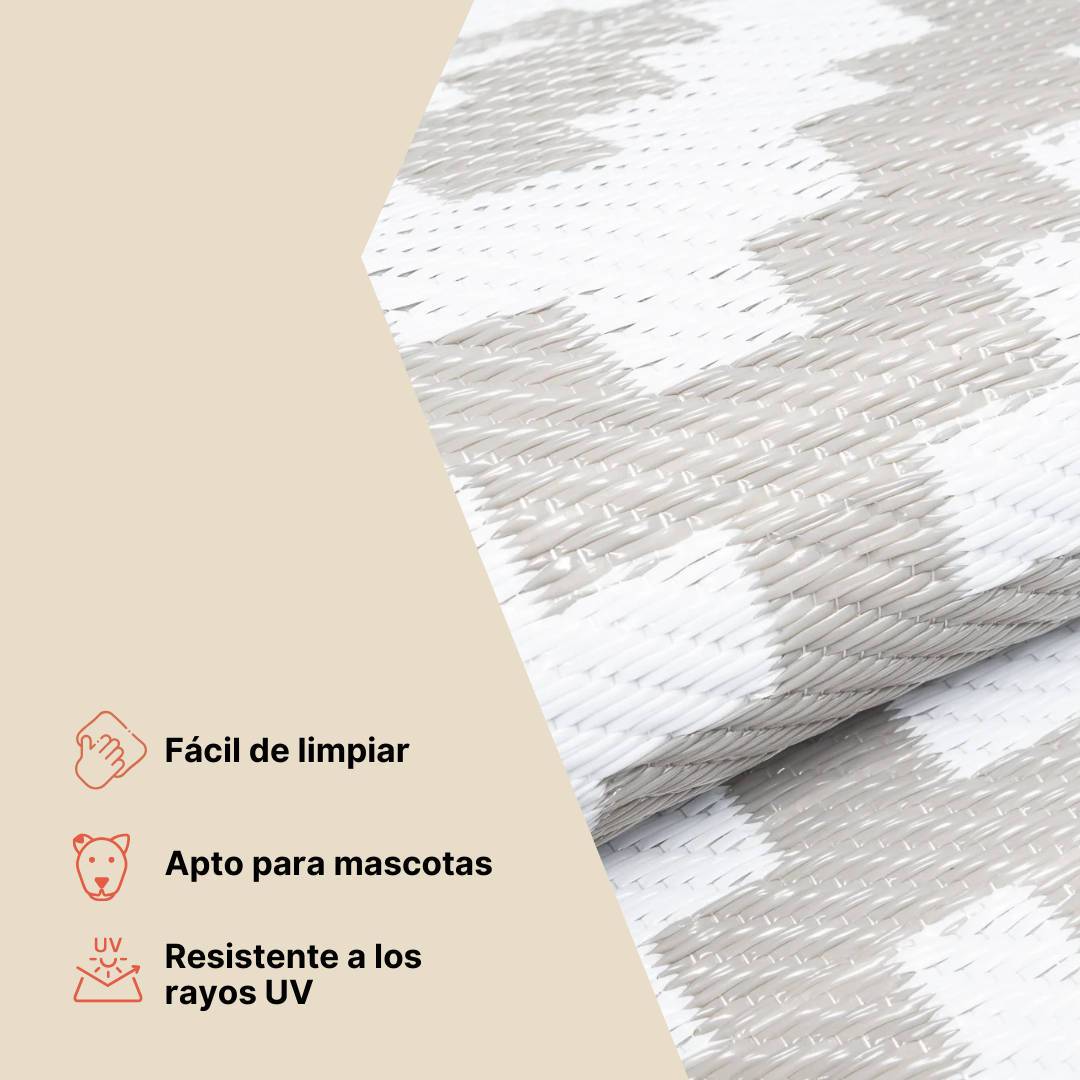 Alfombra Ibiza Exterior Reversible Impermeable Azul Marino Blanco