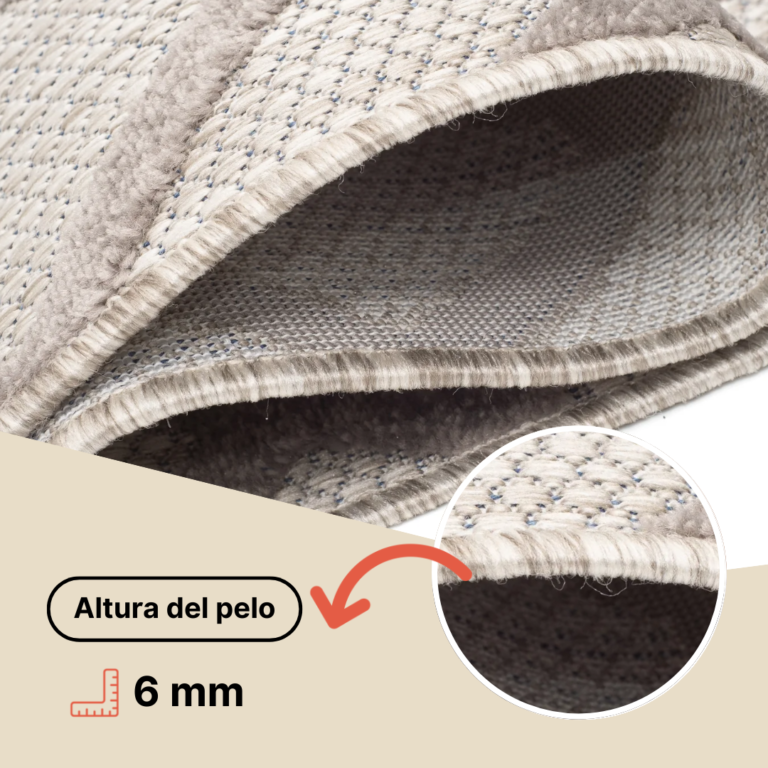Alfombra Exterior Patio Gris Beige Hojas