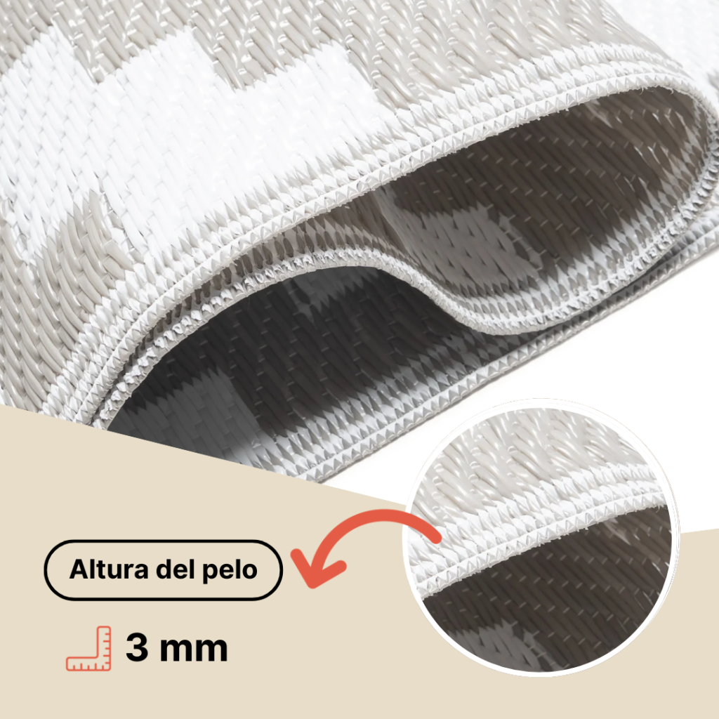 Alfombra Ibiza Exterior Reversible Impermeable Negro Blanco