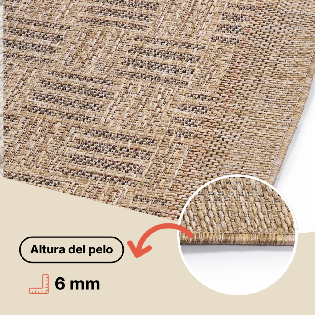 Alfombra de Exterior Yucana Beige Marrón Cuadros