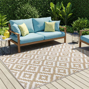 Alfombra Ibiza Exterior Reversible Impermeable Beige Blanco