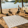 Alfombra Ibiza Exterior Reversible Impermeable Beige Blanco