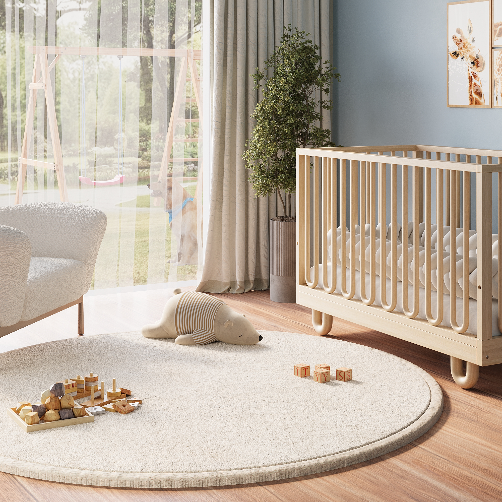 Alfombra Infantil Fluffin Redonda Beige