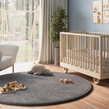 Alfombra Infantil Fluffin Redonda Gris Oscuro