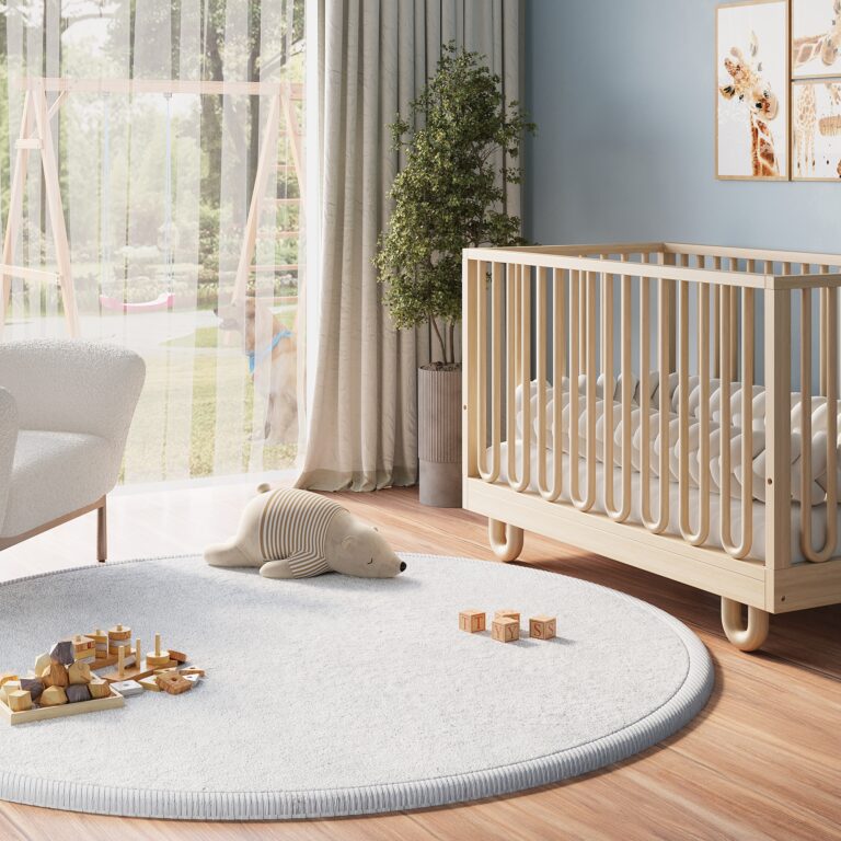 Alfombra Infantil Fluffin Redonda Gris Claro