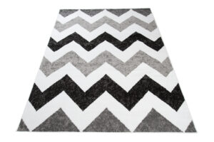 Alfombra Maya Gris Negro Geométrico Zigzag