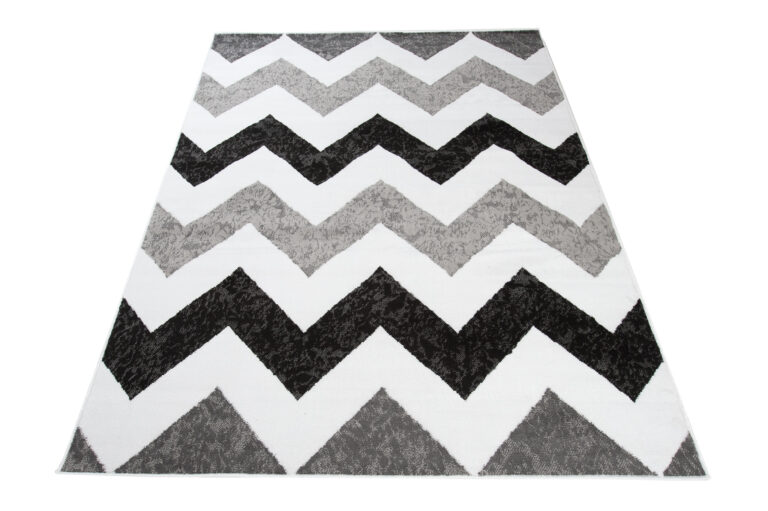 Alfombra Maya Gris Negro Geométrico Zigzag
