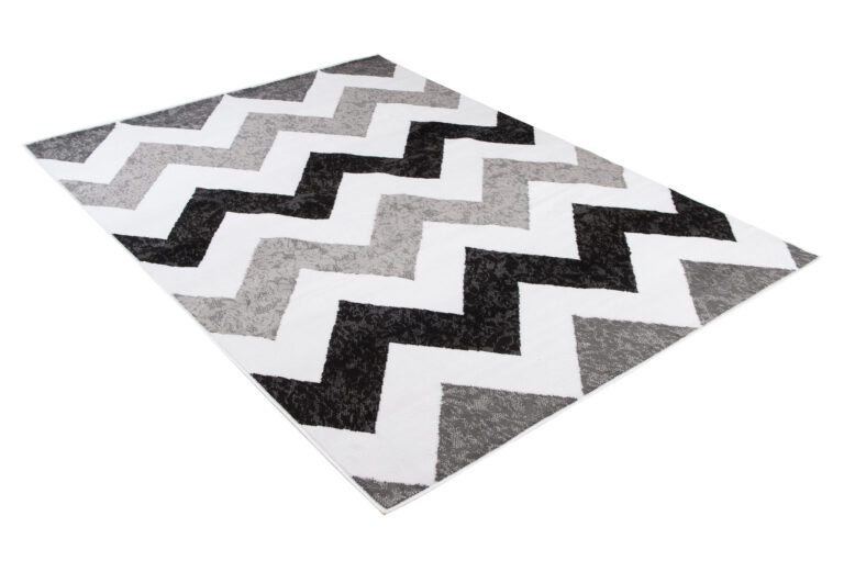 Alfombra Maya Gris Negro Geométrico Zigzag