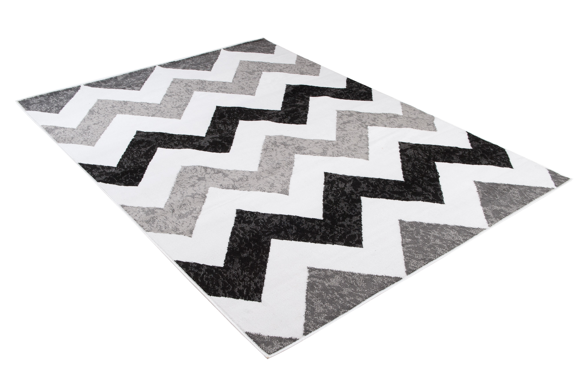 Alfombra Maya Gris Negro Geométrico Zigzag